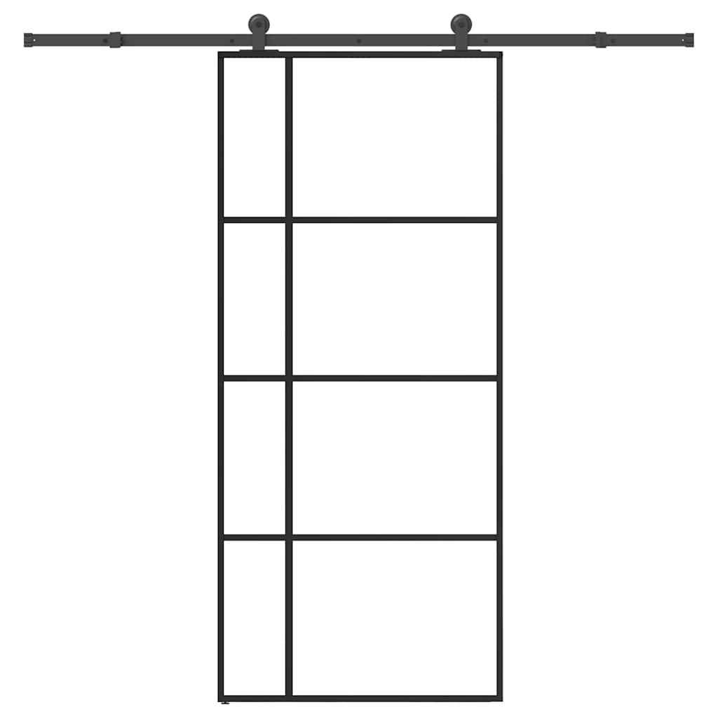 Sliding door with ESG glass hardware set aluminum 90x205 cm 