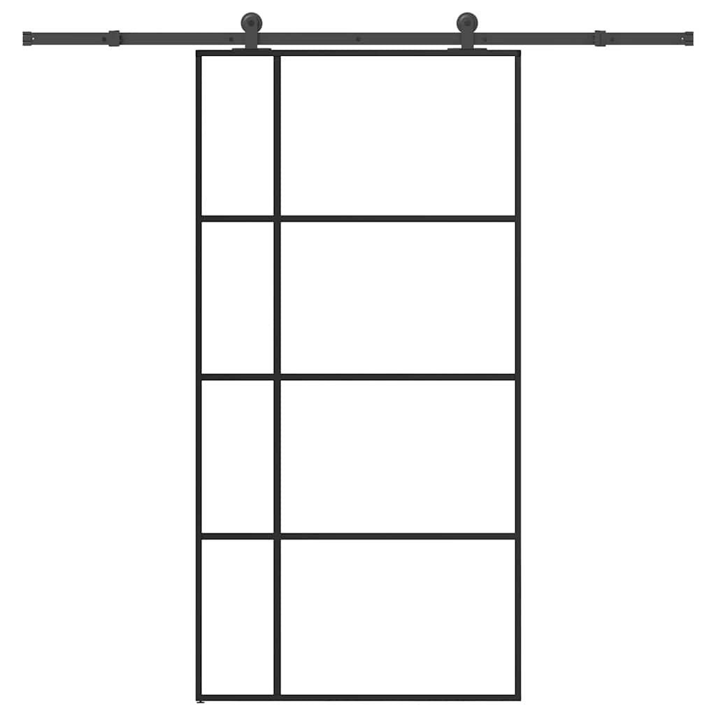 Tempered Glass Sliding Door 2000x900mm — Black Finish 