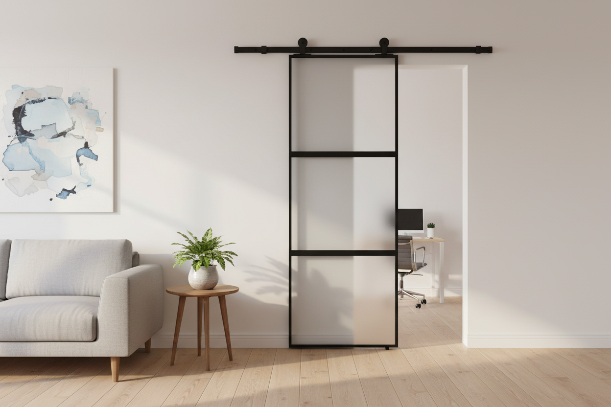 Sliding Door Tempered Glass Aluminum 76x205cm 
