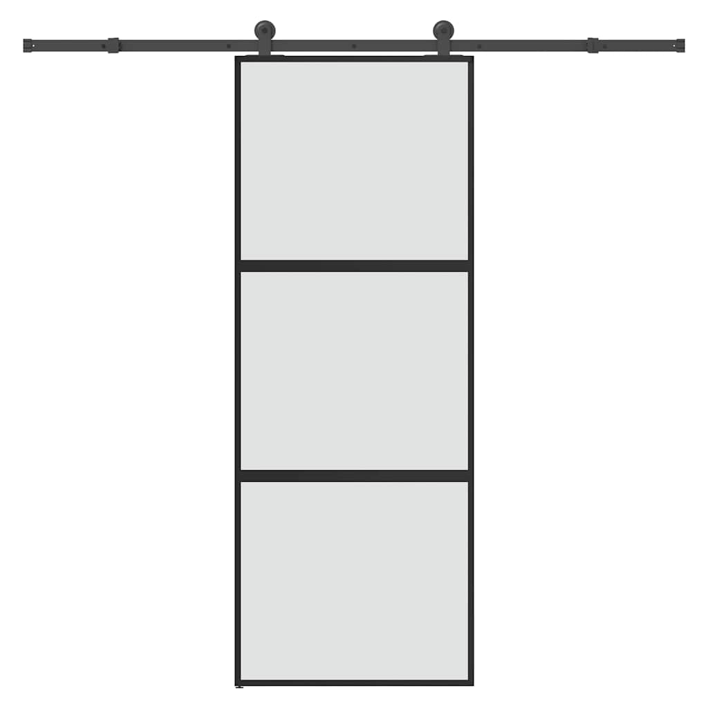 Black Tempered Glass Sliding Door 76x205cm 