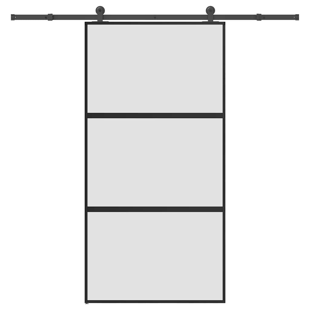 Sliding Door Tempered Glass Black 102.5 x 205 cm — Aluminum 
