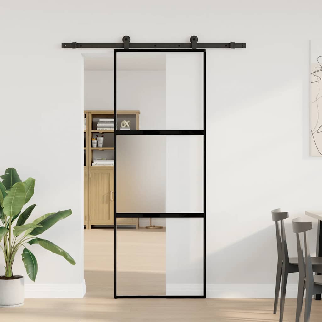 Sliding Door Tempered Glass Aluminum 76x205cm 