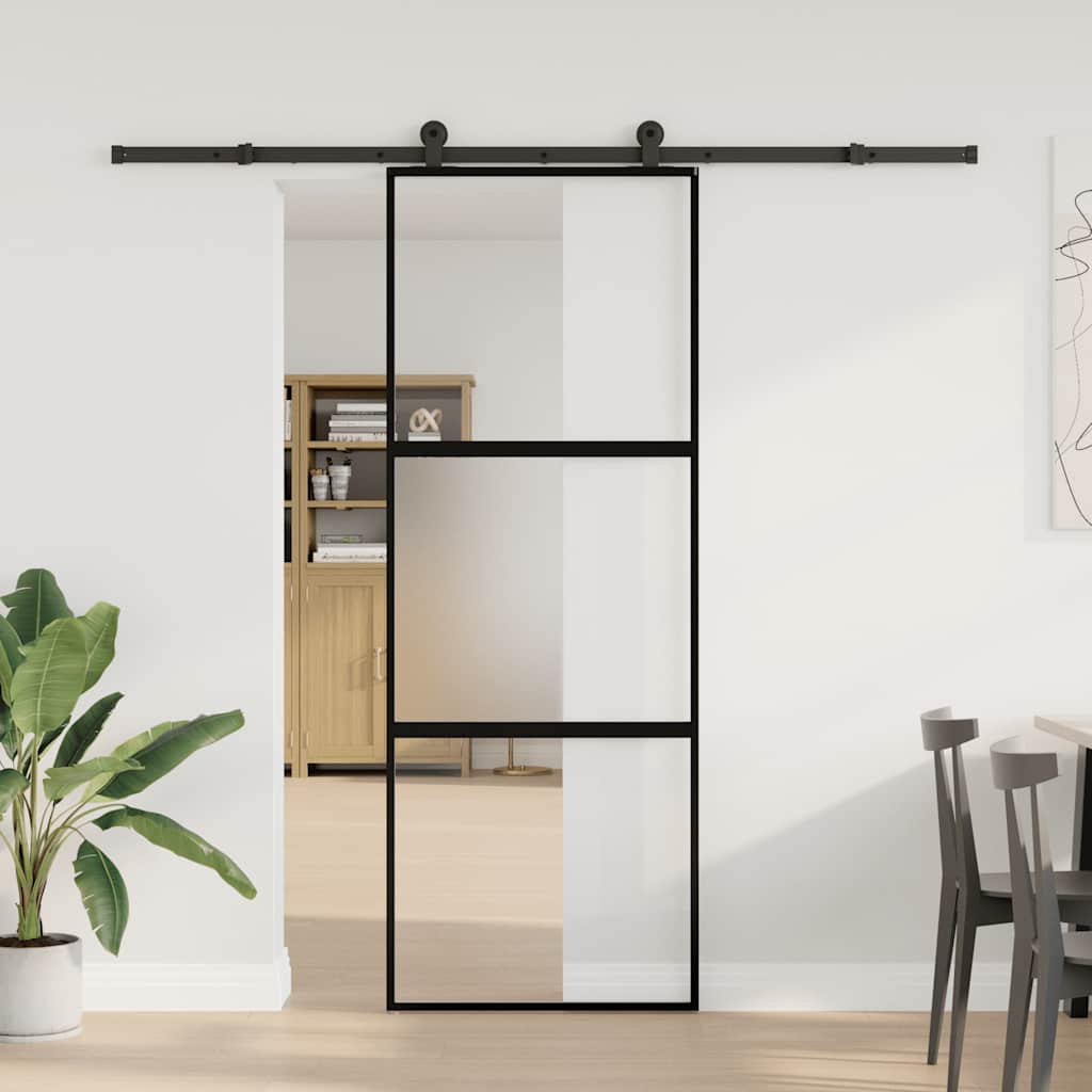Sliding Door Tempered Glass Aluminum 76x205cm 