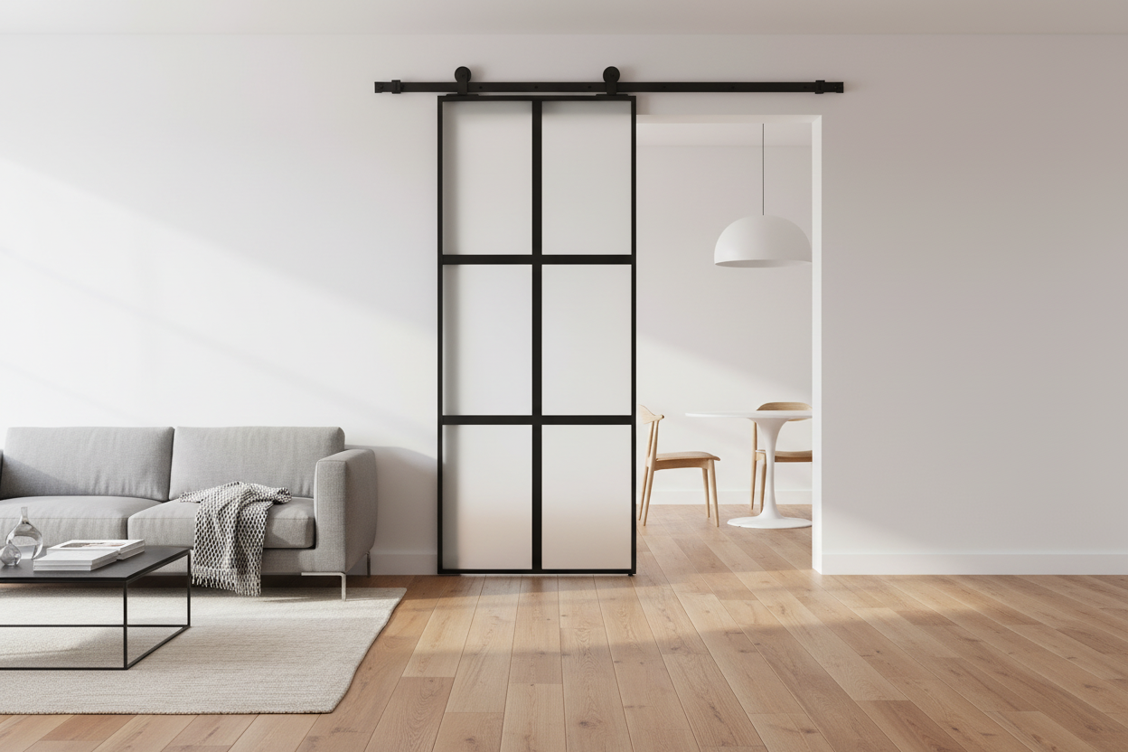 Sliding Door Tempered Glass Aluminum 76x205cm 