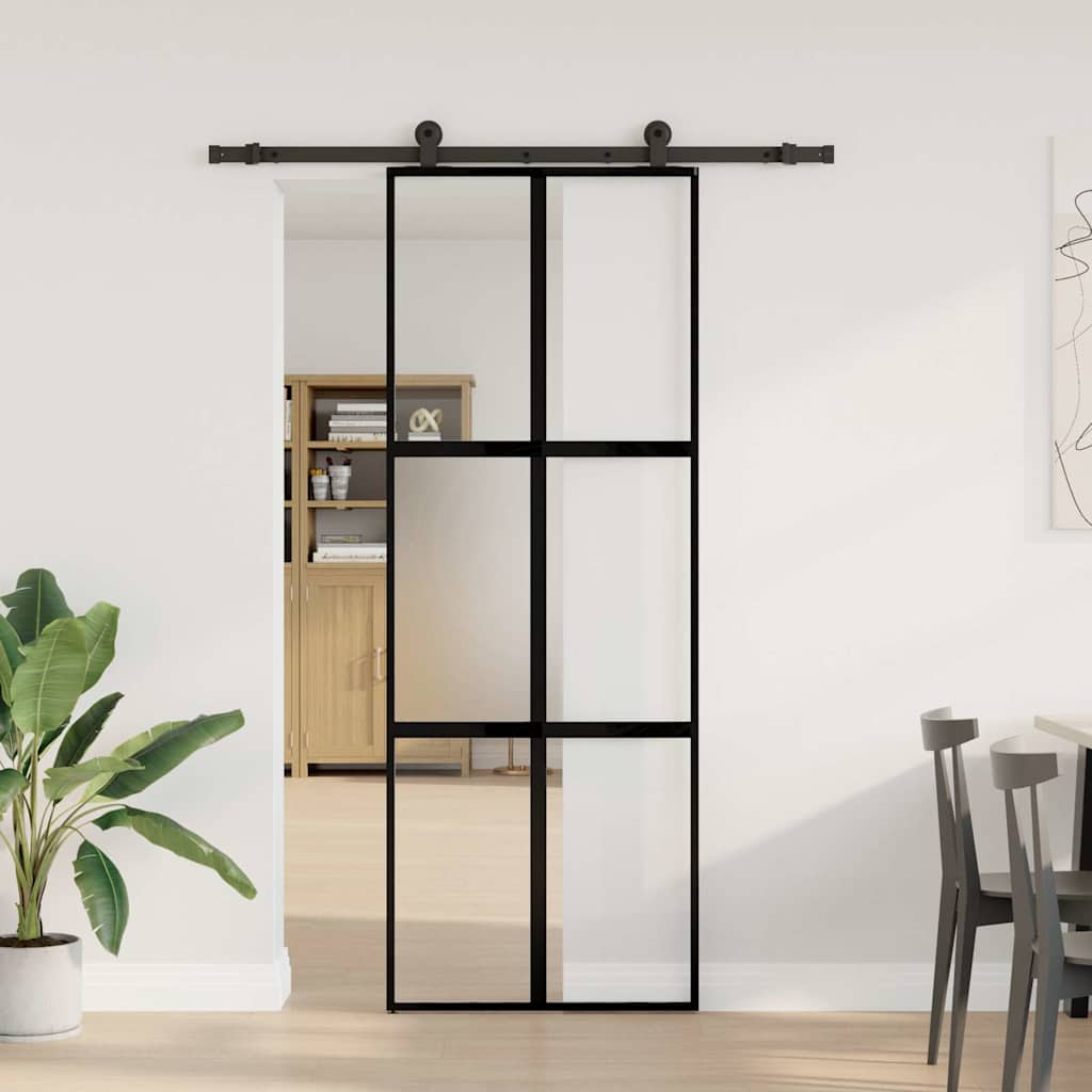 Sliding Door Tempered Glass Aluminum 76x205cm 