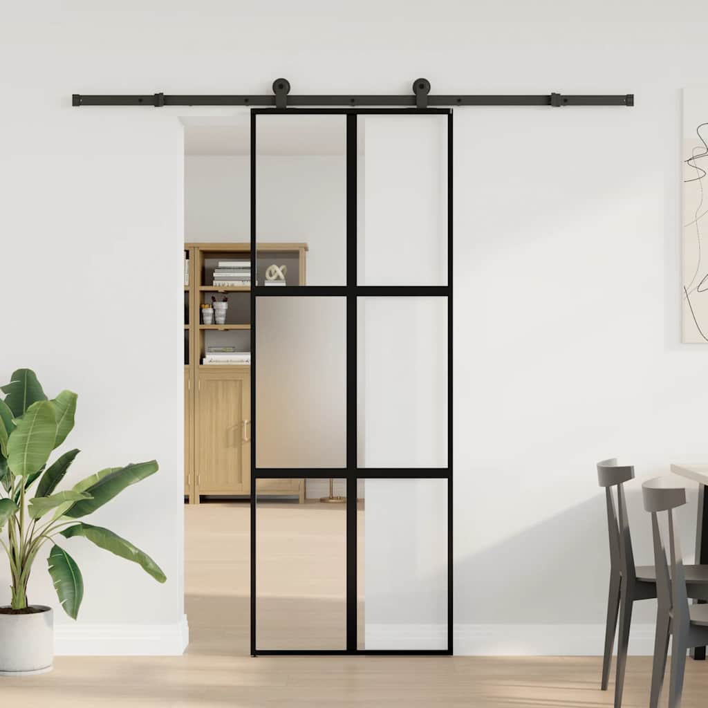 Sliding Door Tempered Glass Aluminum 76x205cm 