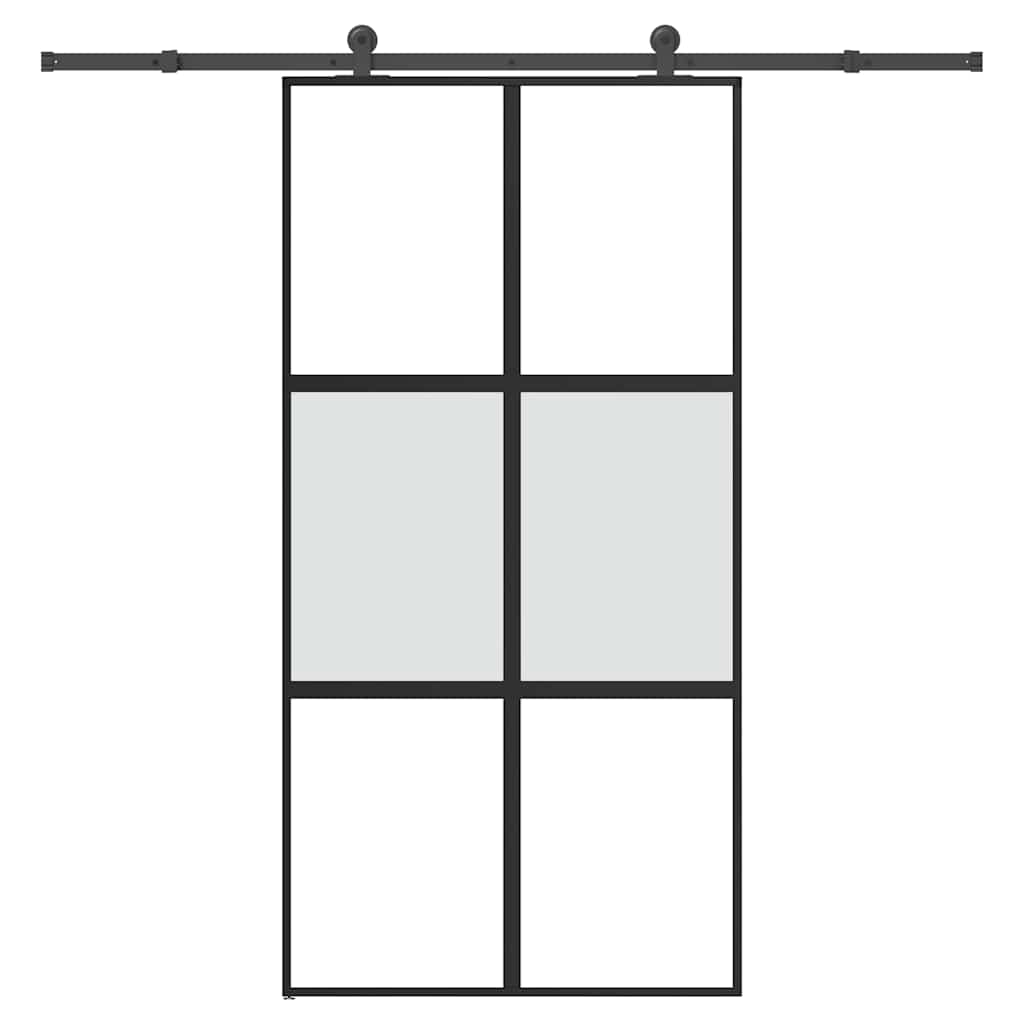 Sliding Door Tempered Glass 102.5 x 205 cm — Black Aluminum 