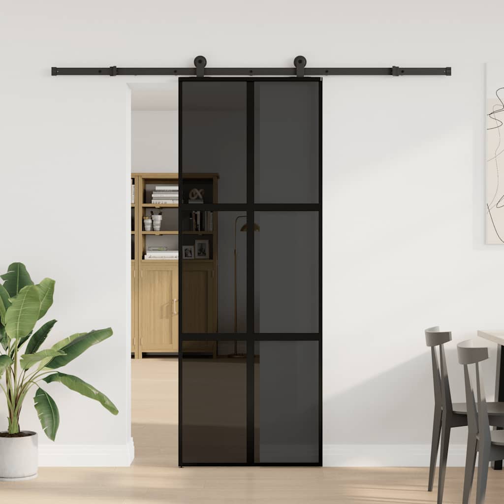 Sliding door hardware set for tempered glass aluminum 76x205cm 