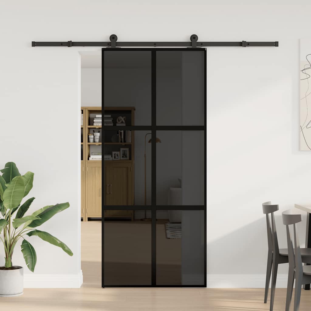 Sliding Door Tempered Glass Aluminum 90x205cm 