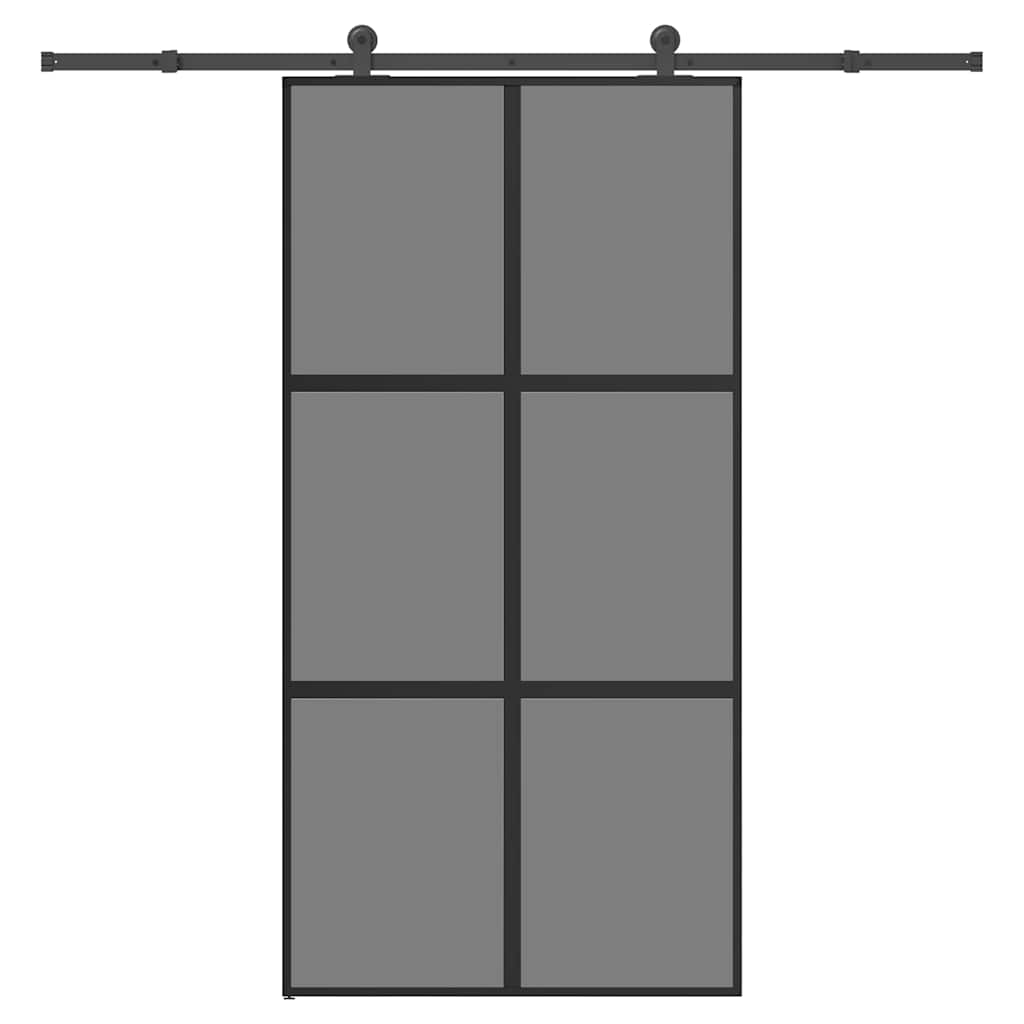 Sliding Door Tempered Glass 102.5 x 205 cm — Black Aluminum 