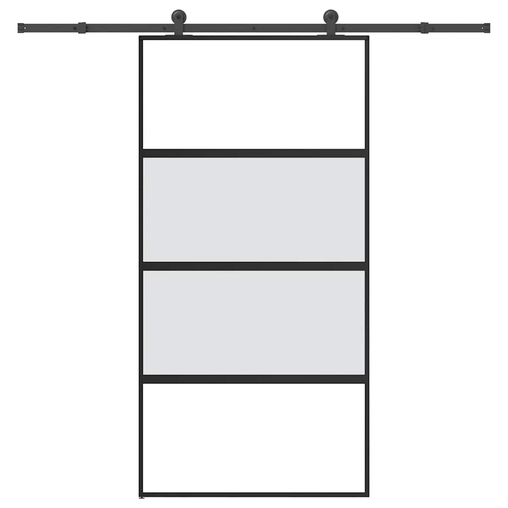 Sliding Door Tempered Glass 102.5 x 205 cm — Black Aluminum 