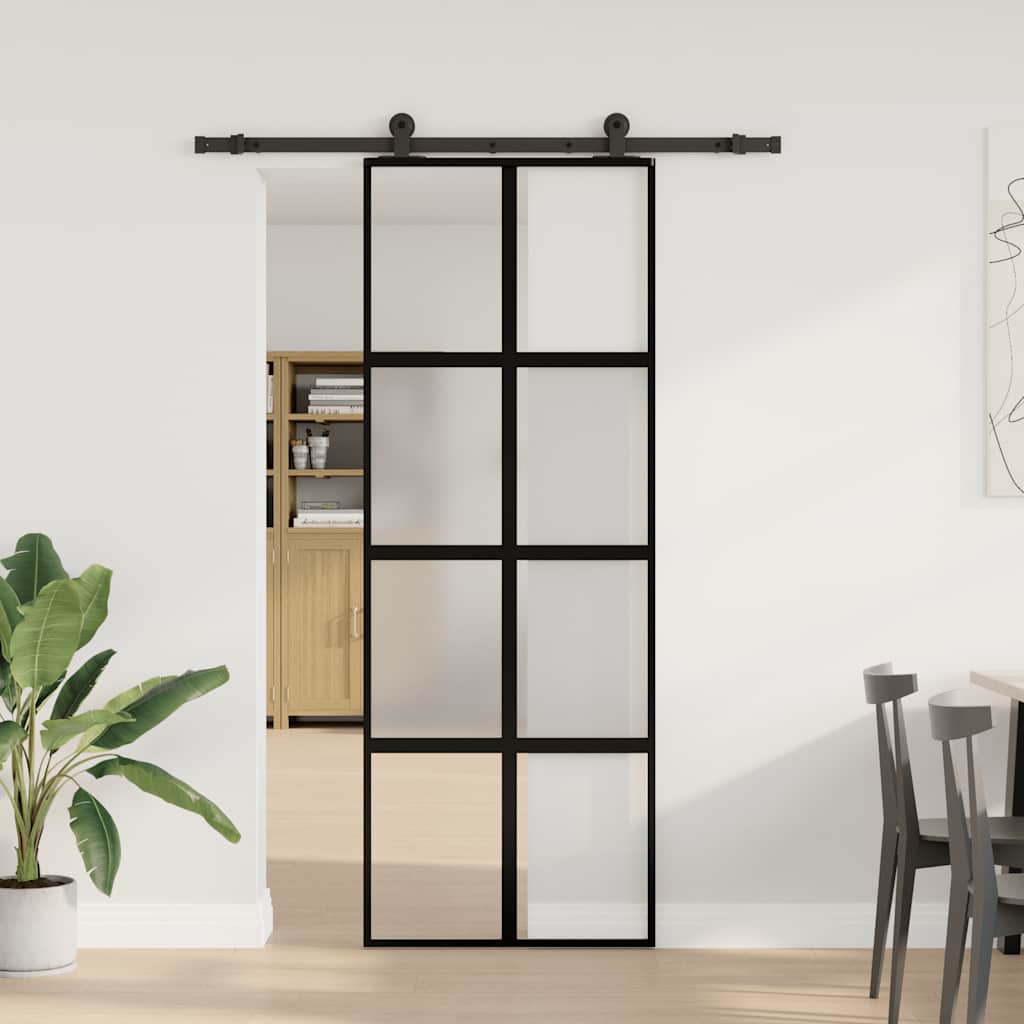 Tempered Glass Sliding Door Aluminum 76x205cm 