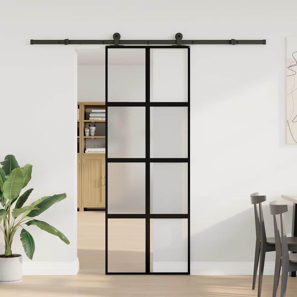 Sliding Door Tempered Glass Aluminum 76x205cm 