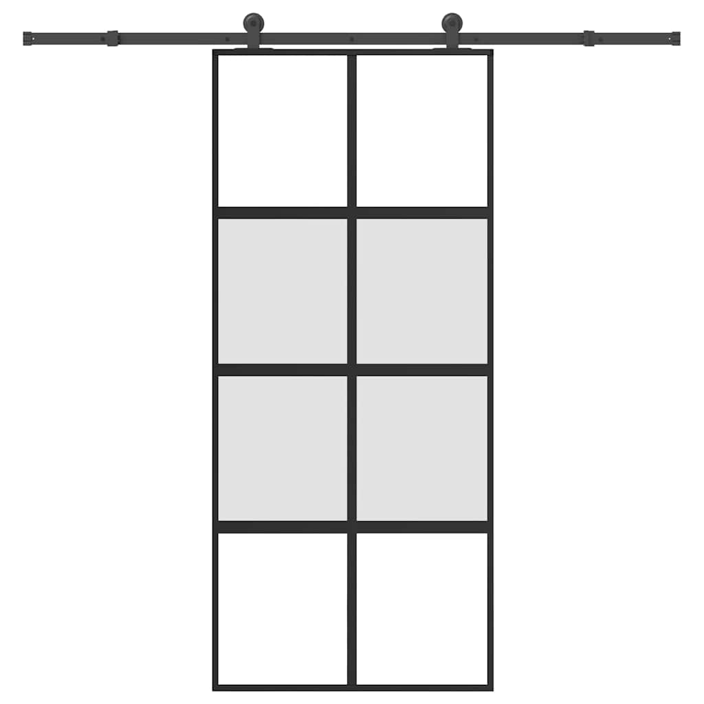 Sliding Door Tempered Glass 90x205 cm — Black Aluminum 