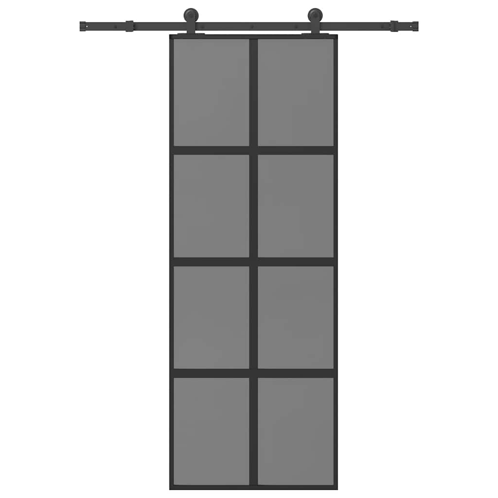 Sliding door hardware set tempered glass aluminum 76x205cm 