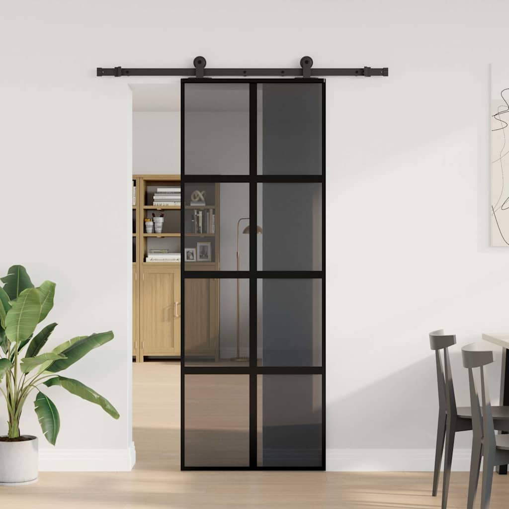 Sliding door hardware set tempered glass aluminum 76x205cm 