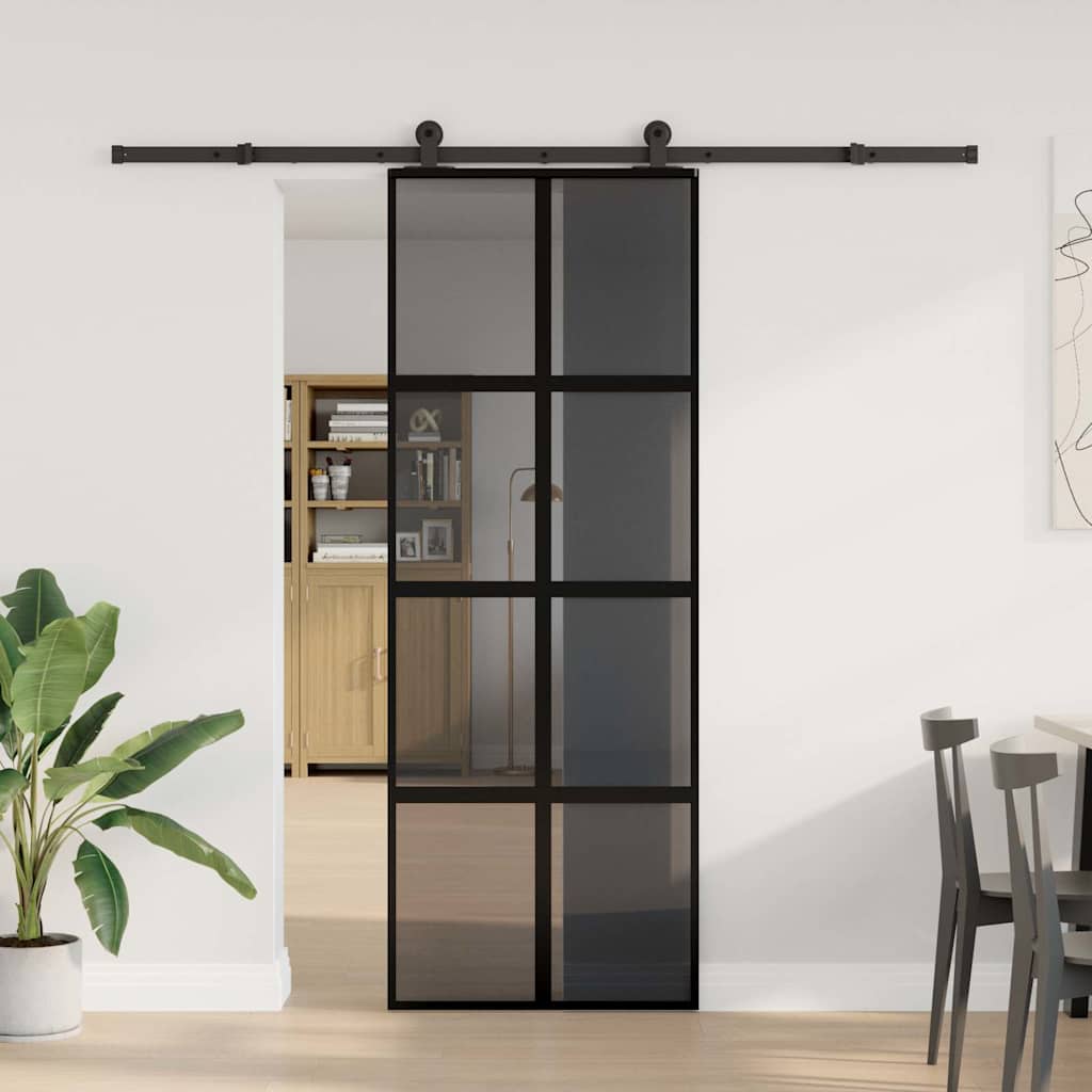 Sliding door hardware set for tempered glass aluminum 76x205cm 