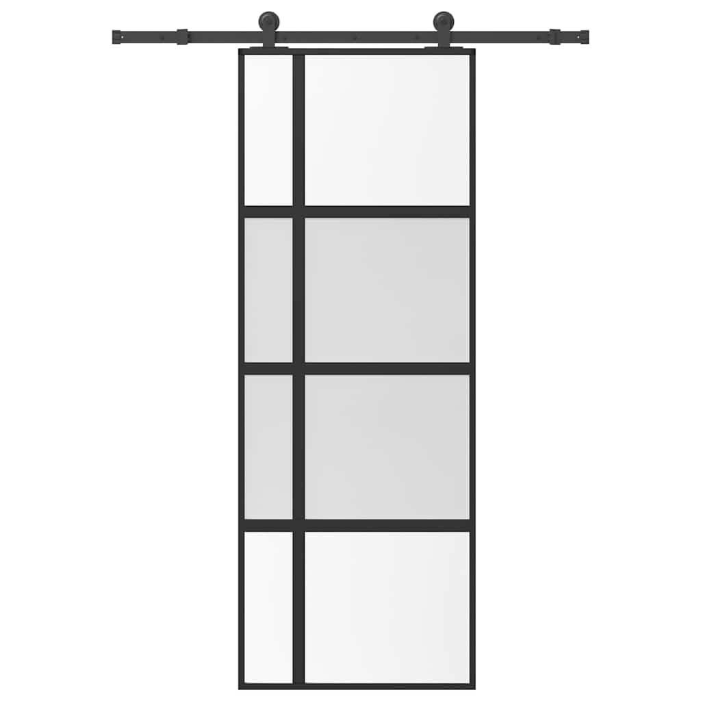 Sliding door hardware set tempered glass aluminum 76x205cm 