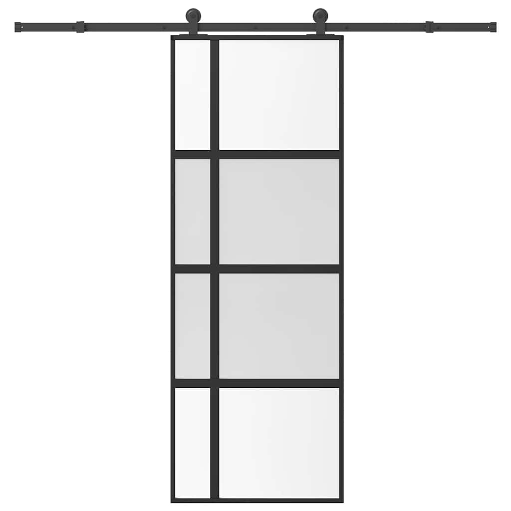 Sliding door set hardware tempered glass aluminum 76x205cm 