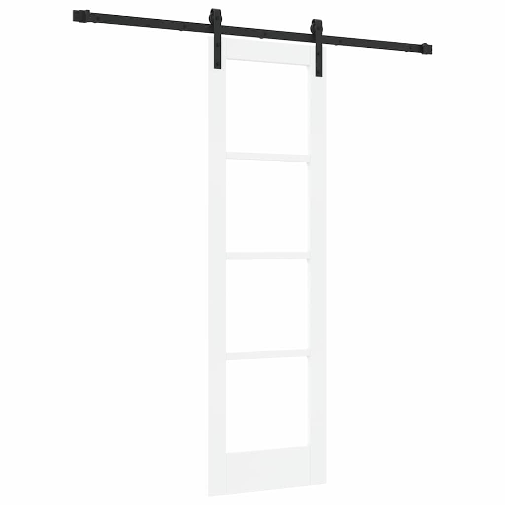Puerta Corredera Madera de Pino y Vidrio Negra 61 x 198,5 cm