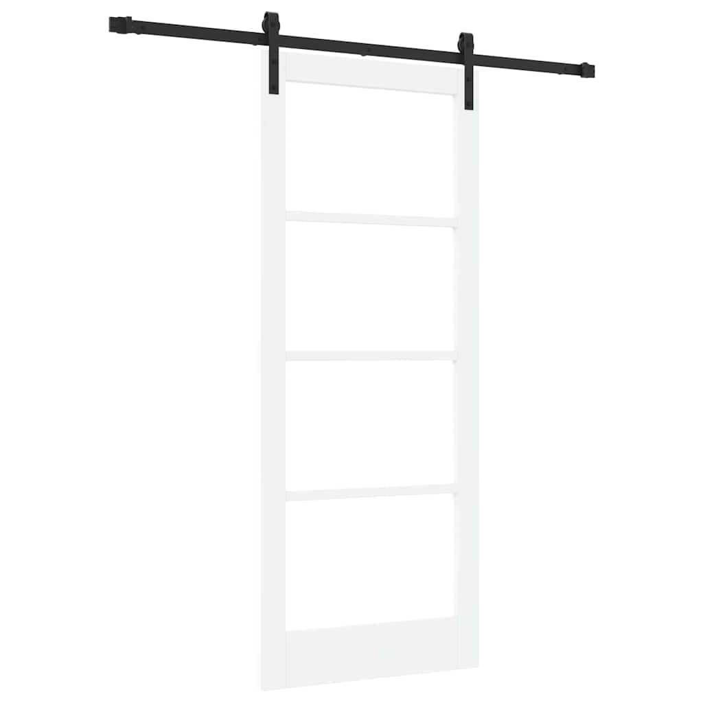 Puerta Corredera Madera de Pino y Vidrio Negra 83 x 202 cm