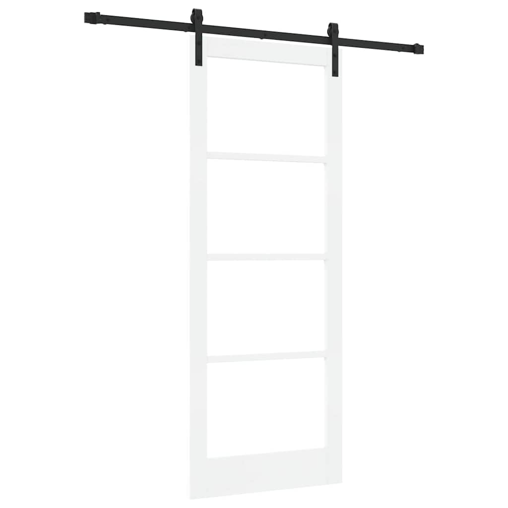 Puerta Corredera Madera de Pino y Vidrio Negra 83 x 211 cm