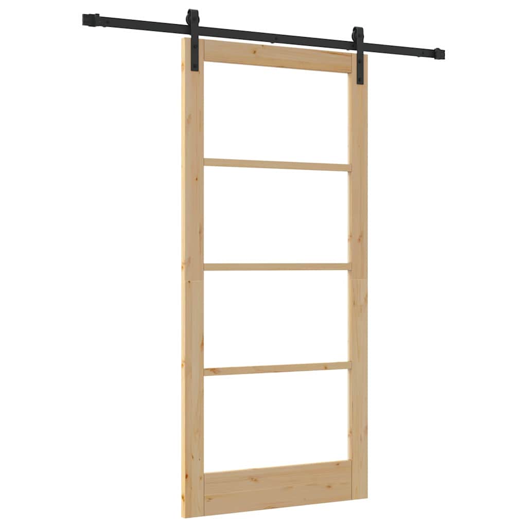 Puerta Corredera Natural y Negro 93 x 202 cm