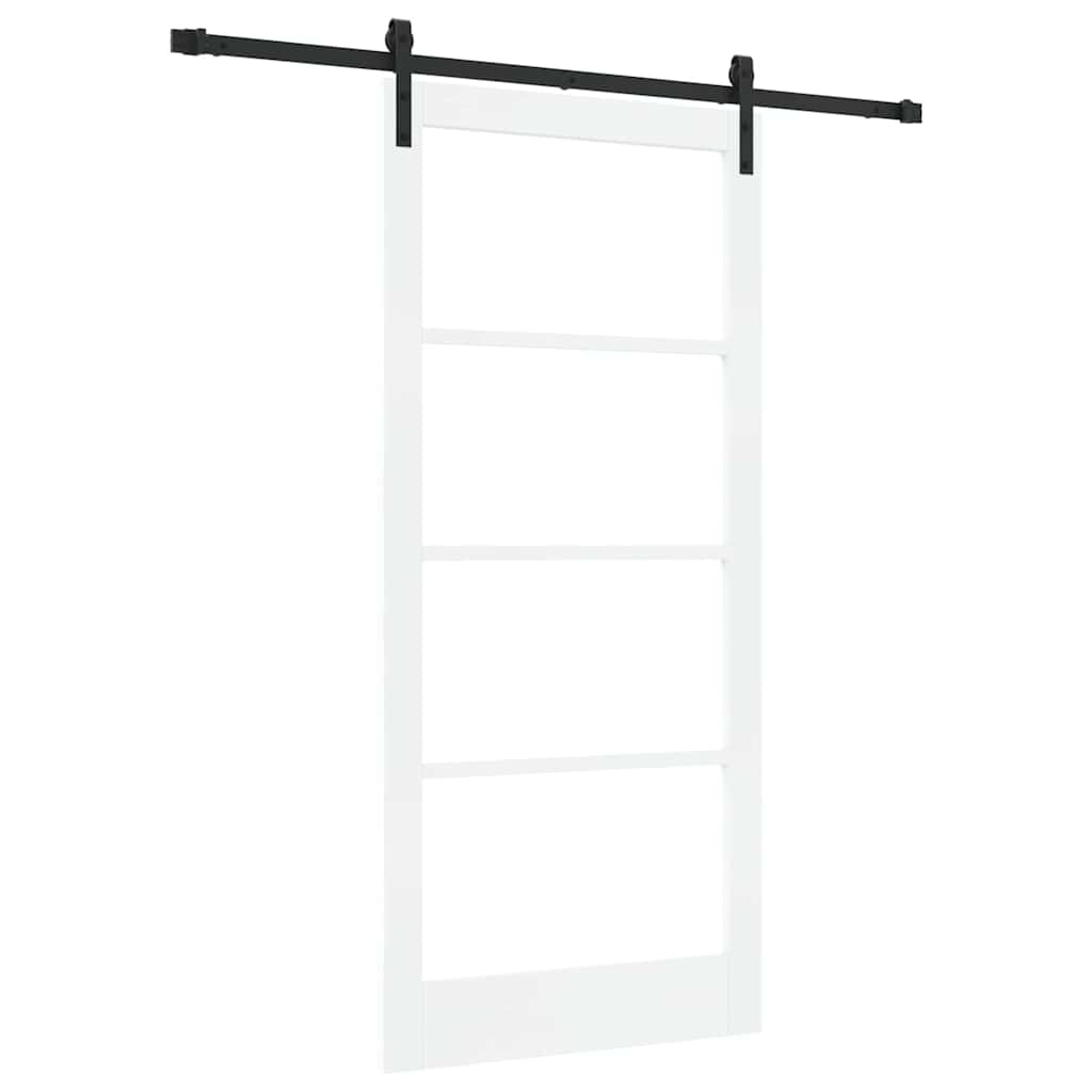 Puerta Corredera Madera de Pino y Vidrio Negra 93 x 202 cm