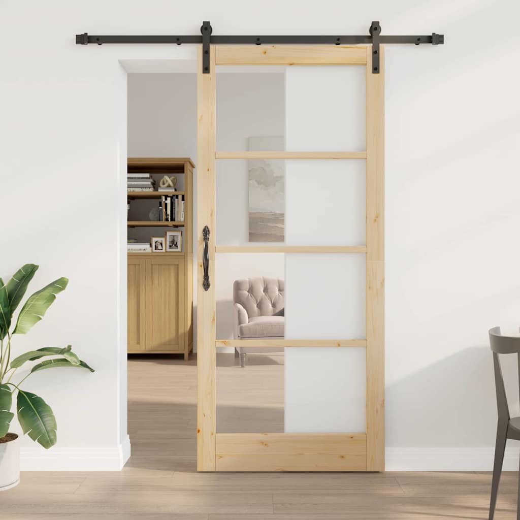 Puerta Corredera Natural y Negro 93 x 211 cm