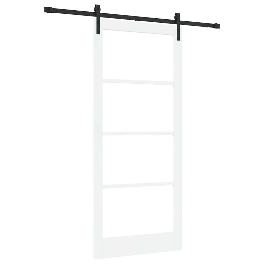 Puerta Corredera Madera de Pino y Vidrio Negra 93 x 211 cm