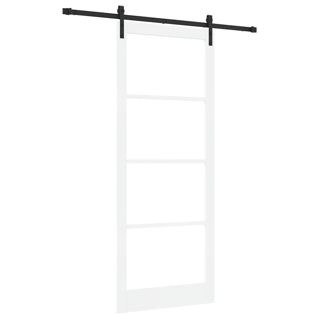 Puerta Corredera Madera de Pino y Vidrio Negra 93 x 232 cm