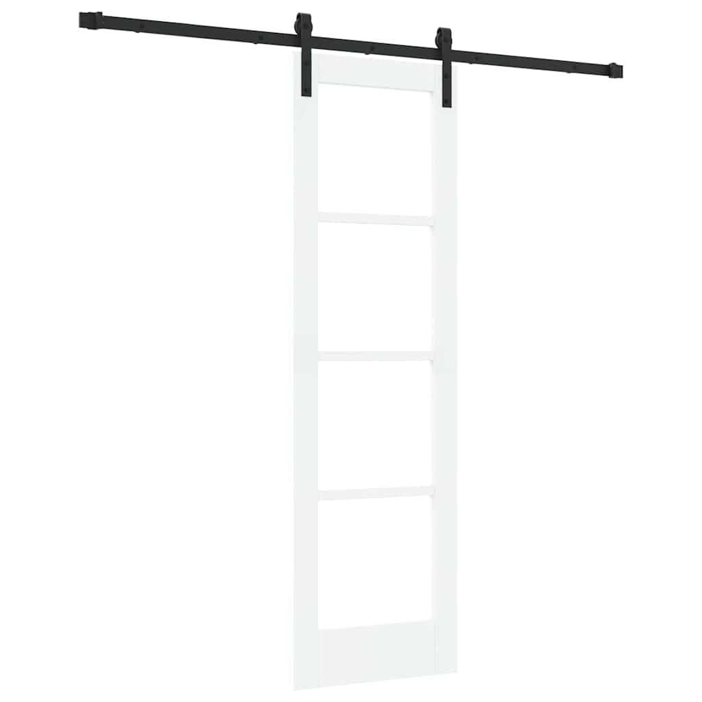 Puerta Corredera Madera de Pino y Vidrio Negra 61 x 198,5 cm