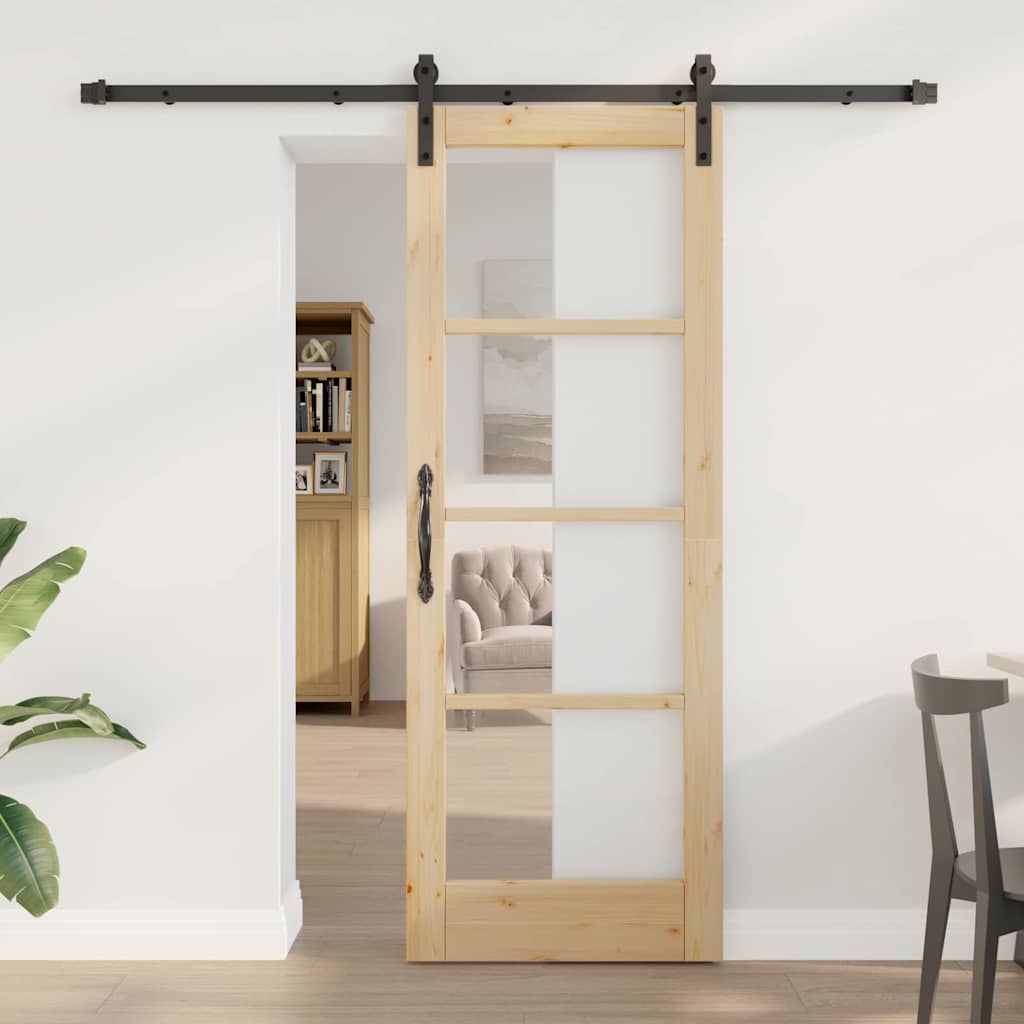 Puerta Corredera Natural y Negro 73,5 x 198,5 cm