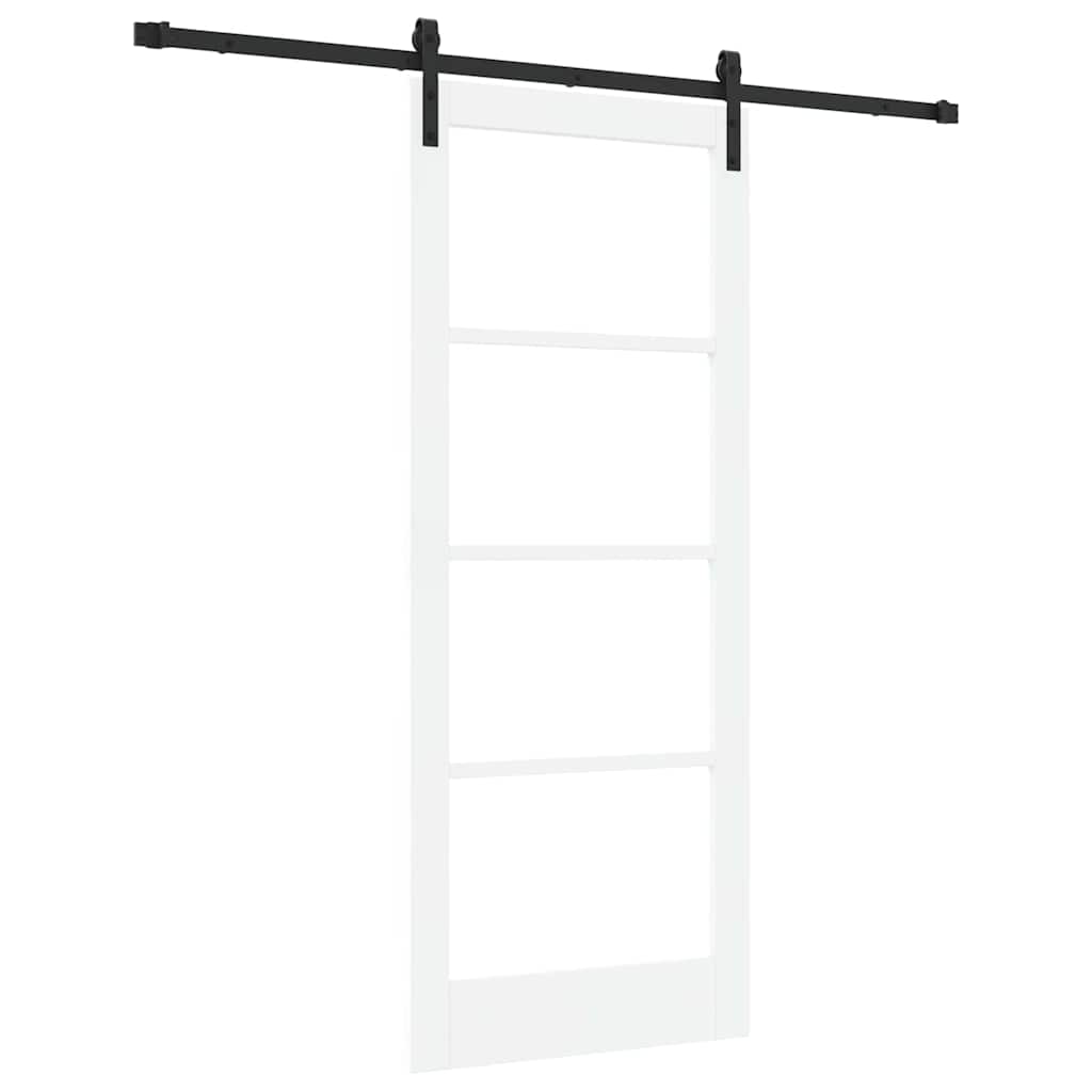 Puerta Corredera Madera de Pino y Vidrio Negra 83 x 202 cm