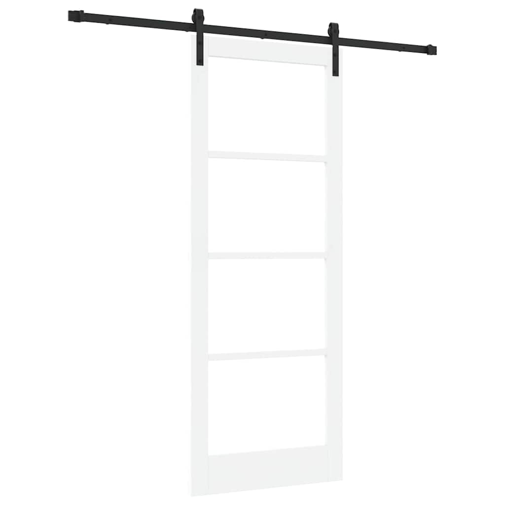 Puerta Corredera Madera de Pino y Vidrio Negra 83 x 211 cm
