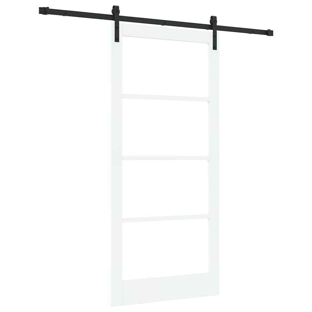 Puerta Corredera Madera de Pino y Vidrio Negra 93 x 202 cm