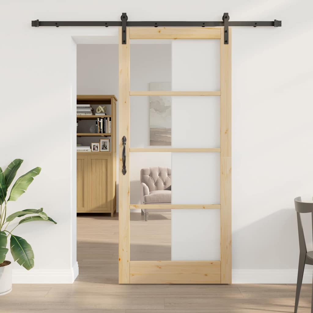 Puerta Corredera Natural y Negro 93 x 211 cm