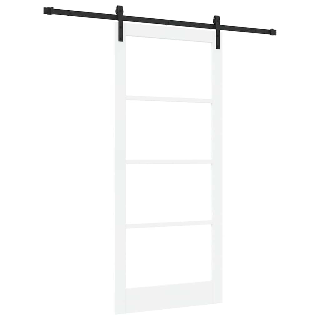 Puerta Corredera Madera de Pino y Vidrio Negra 93 x 211 cm