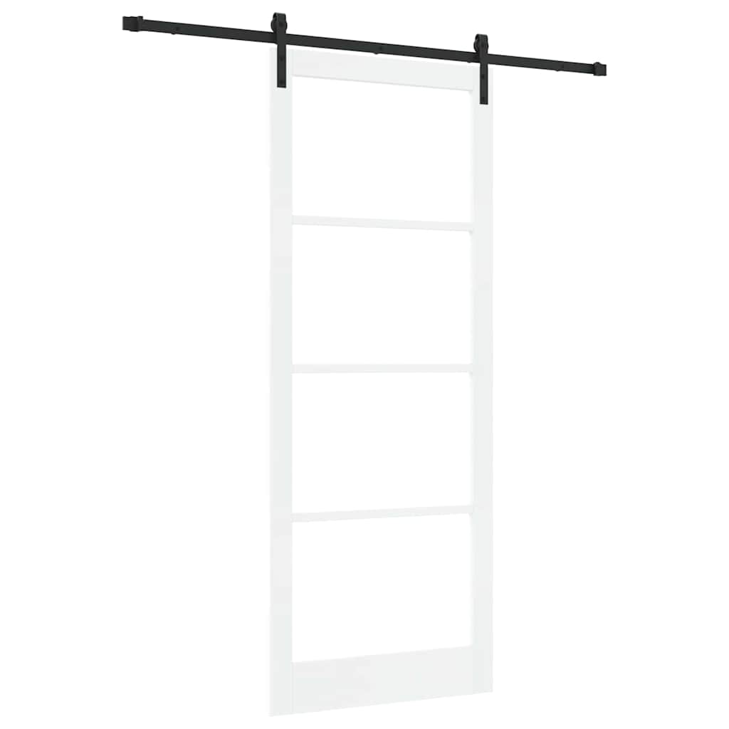 Puerta Corredera Madera de Pino y Vidrio Negra 93 x 232 cm
