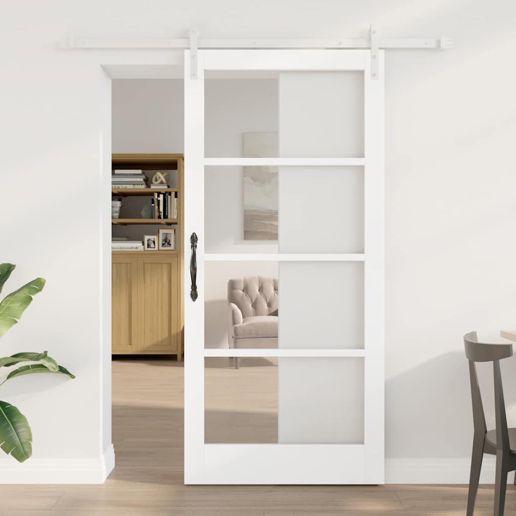 Sliding Door 93 x 202 cm — Pine Wood and Glass 