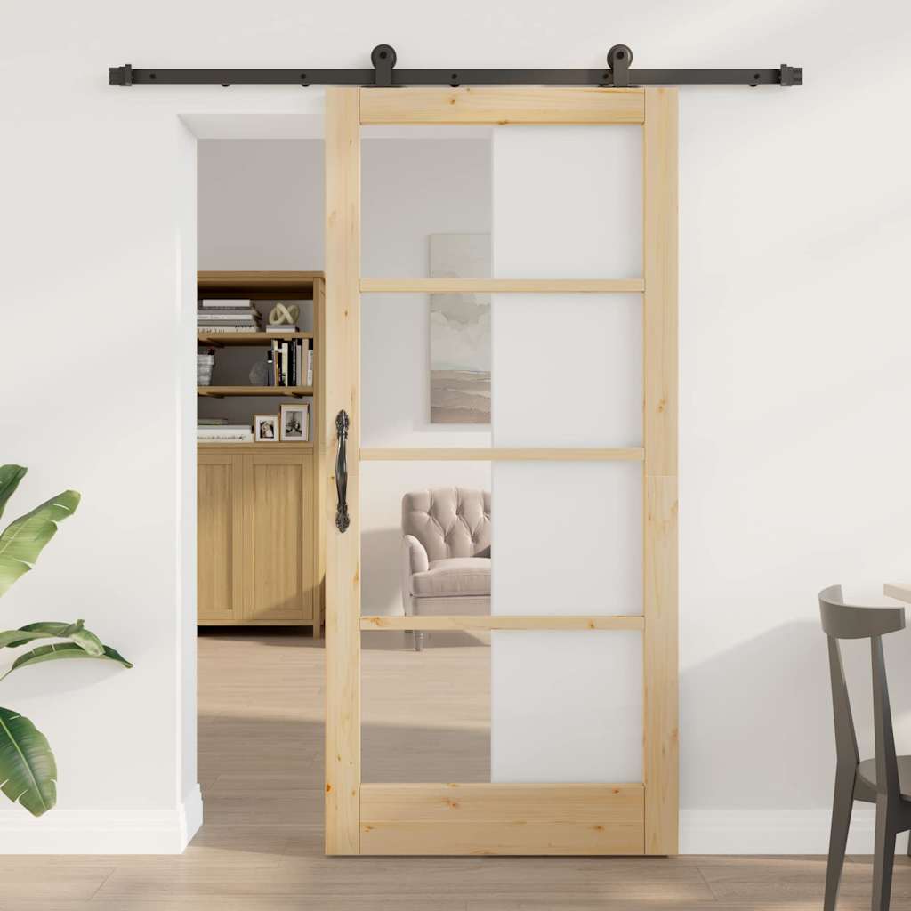 Puerta Corredera Natural y Negro 93 x 202 cm