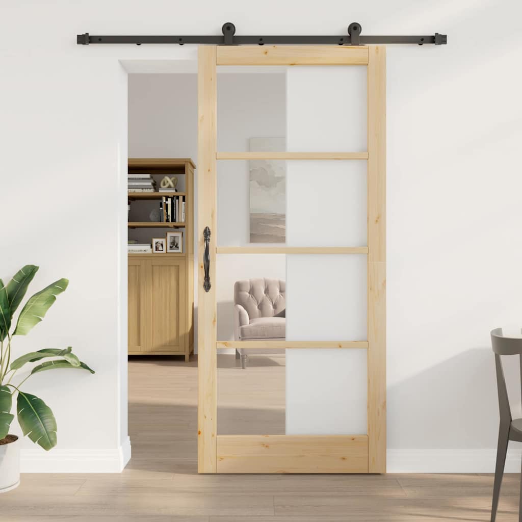 Puerta Corredera Natural y Negro 93 x 211 cm