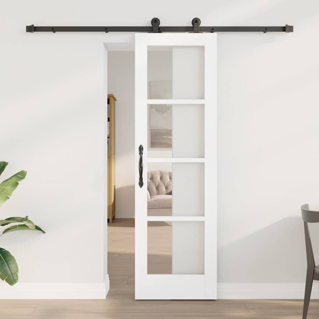 Puerta Corredera Madera de Pino y Vidrio Templado 61 x 198,5 cm