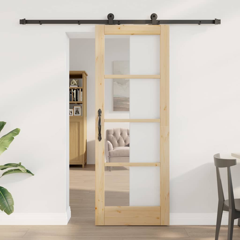 Puerta Corredera Natural y Negro 73,5 x 198,5 cm