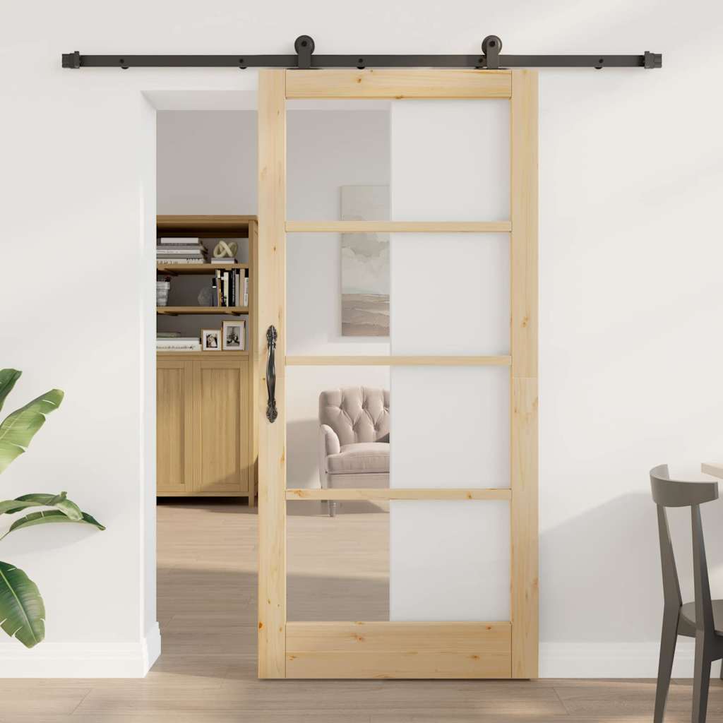 Puerta Corredera Natural y Negro 93 x 202 cm