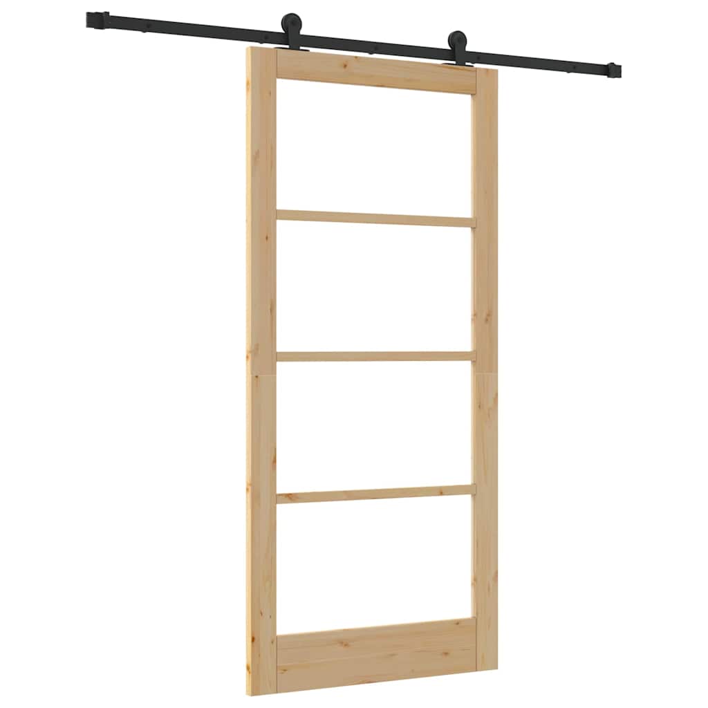 Puerta Corredera Natural y Negro 93 x 202 cm