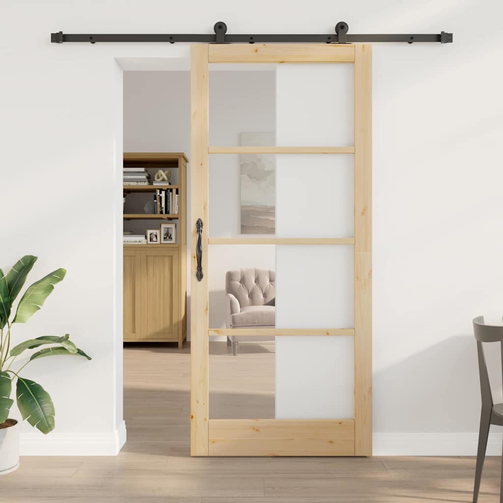 Puerta Corredera Natural y Negro 93 x 211 cm