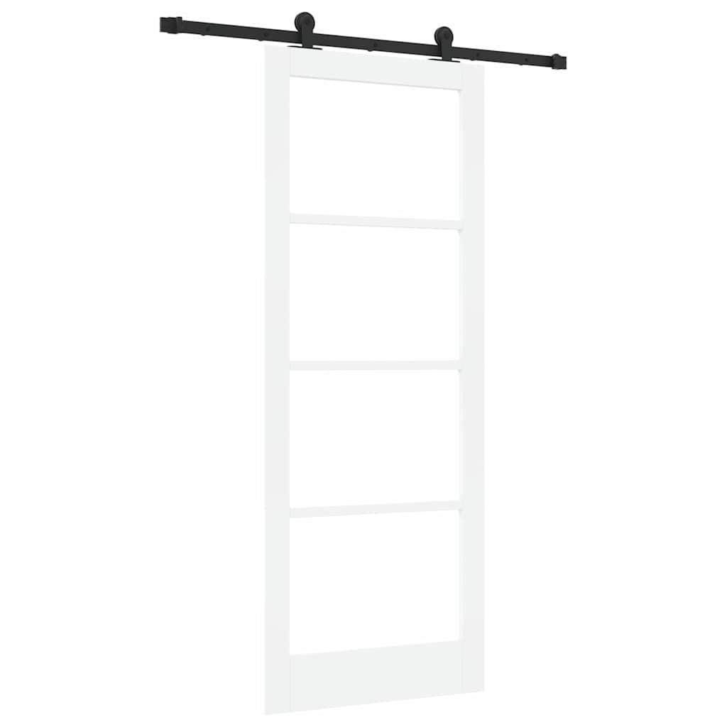 Puerta Corredera Madera de Pino Macizo y Vidrio 83 x 211 cm