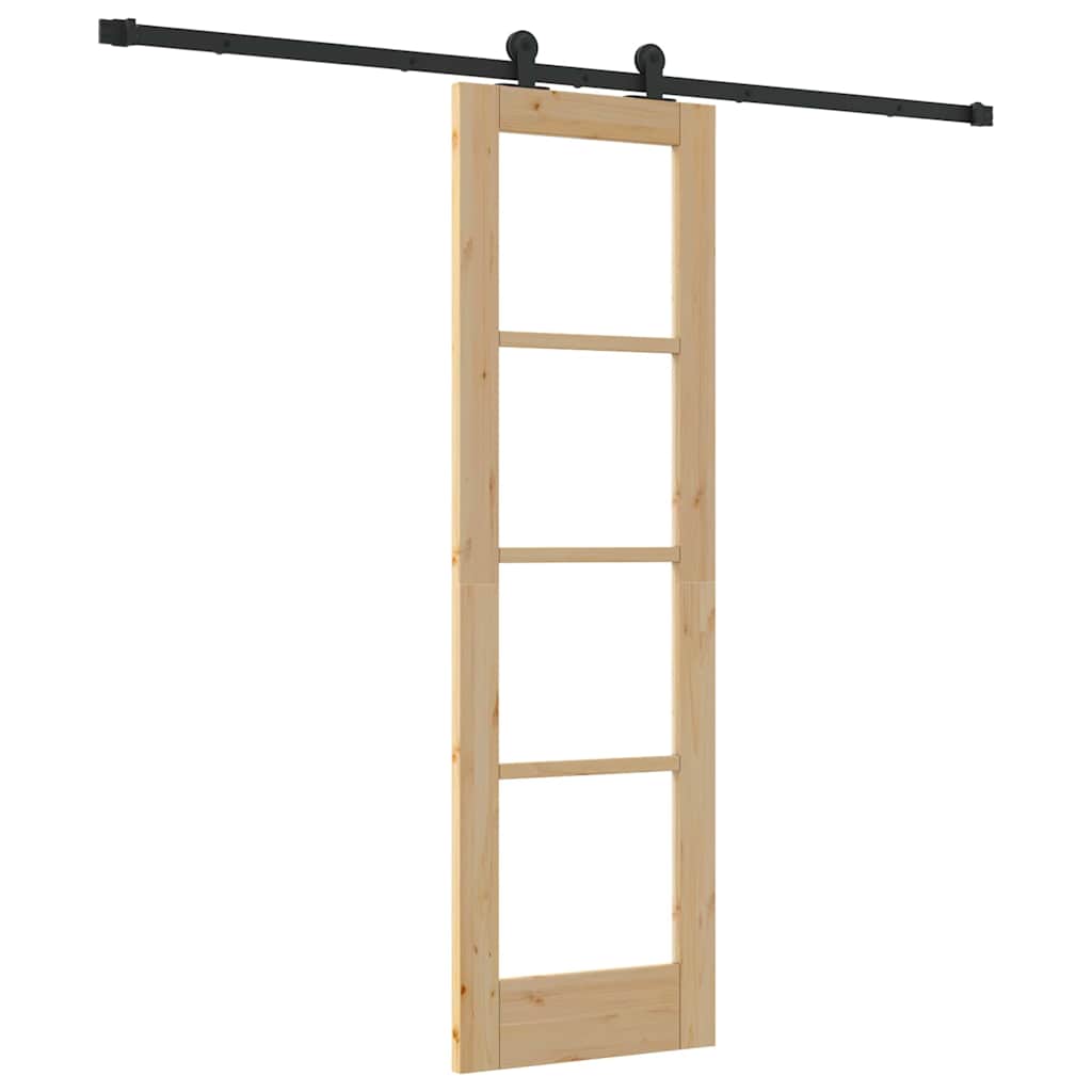 Puerta Corredera Natural 61 x 198,5 cm — Madera de Pino Macizo y Vidrio