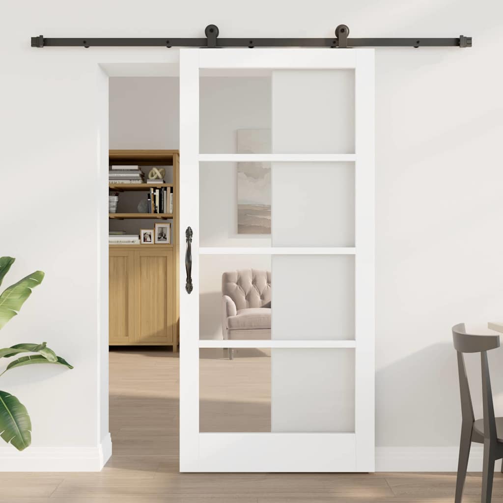 Puerta Corredera Madera de Pino y Vidrio 93 x 202 cm